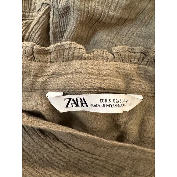 Zara Green Tiered Babydoll Mini Dress Size Small - Picture 3 of 3